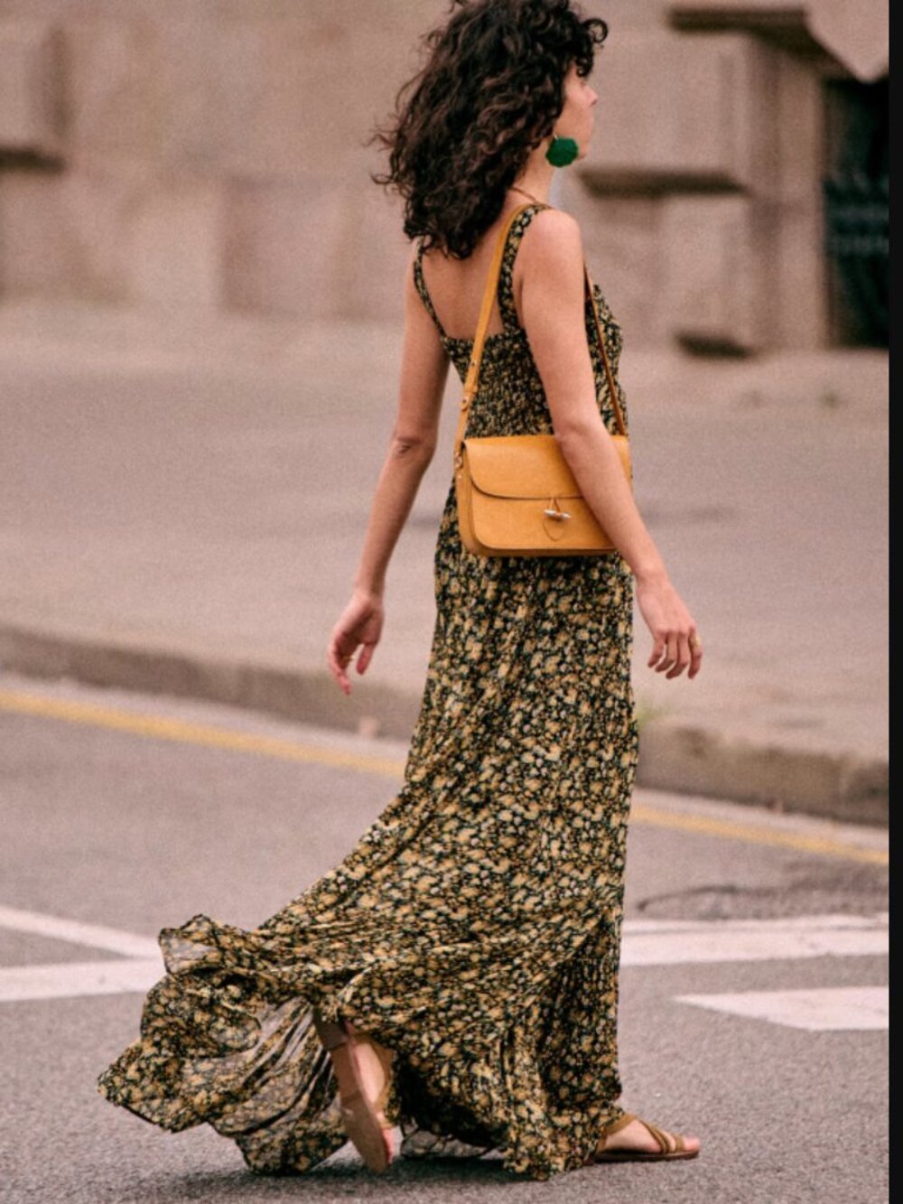 Sezane Millie Dress - Black / Yellow Blossoms - US2 / FR34